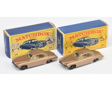 Matchbox Regular Wheels 28c Jaguar Mark 10 pair (1) metallic brown body &amp; engine bay, clear windows, ivory interior, glos