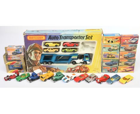 Matchbox Superfast G1 Auto Transporter Gift Set containing 4 loose models &amp; &nbsp;Super Kings K10 Bedford Articulated Car