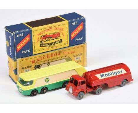 Matchbox Regular Wheels pair of Major Packs. (1) M1 BP Autotanker - with rear silver trim, gloss black base, 24-tread black p