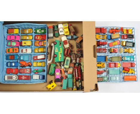 Matchbox Regular Wheels &amp; Superfast Unboxed group to include 48-car "41" Carry Case - dark blue vinyl case with blue plas