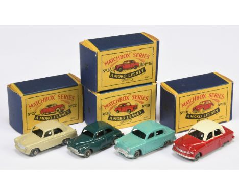 Matchbox Regular Wheels group of 1950s Cars (1) 22a Vauxhall Cresta - maroon body with silver trim, off white roof, matt blac