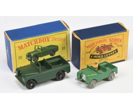 Matchbox Regular Wheels Land Rover pair (1) 12a Land Rover - with type B front axle brace, metal wheels with flat crimped axl