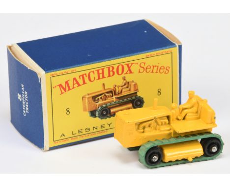 Matchbox Regular Wheels 8c Caterpillar Tractor - unlisted Stannard Code - bright yellow body, type A base without braces but 