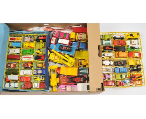 Matchbox Superfast &amp; Super Kings Unboxed group to include 48-car 1971 Carry Case - dark blue vinyl case with yellow plast