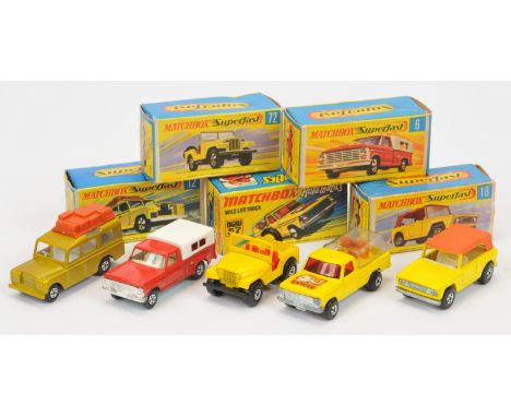 Matchbox Superfast group (1) 6a Ford Pick-Up Truck - red body with chrome grille, white plastic canopy, clear windows, ivory 