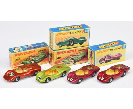Matchbox Superfast group (1) 45a Ford Group 6 - metallic lime green body with racing number 45 nose label, dark amber windows