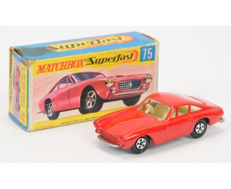 Matchbox Superfast 75a Ferrari Berlinetta - red body without silver trim, bare metal base, solid 5-spoke narrow wheels with t