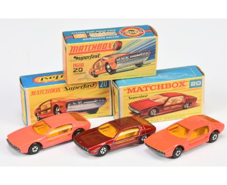 Matchbox Superfast 20a Lamborghini Marzal group (1) metallic red body with low arches, dark amber windows, ivory interior, ba