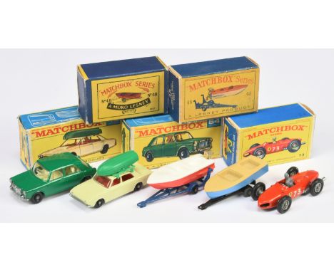 Matchbox Regular Wheels group of Cars &amp; Trailers (1) 45b Ford Corsair - bare metal base black plastic wheels, complete wi