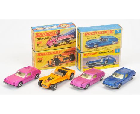 Matchbox Superfast Lotus group (1) 5a Lotus Europa - blue, low arches 5 spoke solid narrow wheels - does have some small chip