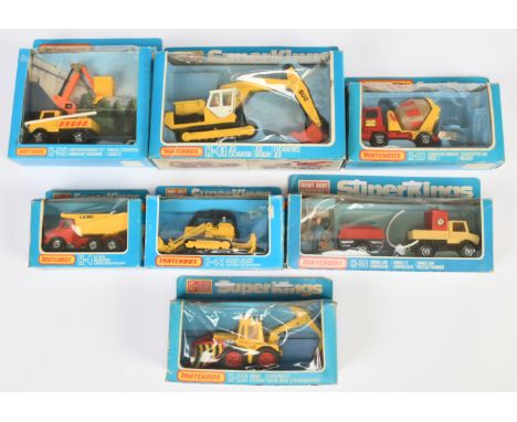 Matchbox Super Kings group of Construction Vehicles to include K4 Big Tipper, Bright red body, yellow tipper, "Laing";&nbsp; 