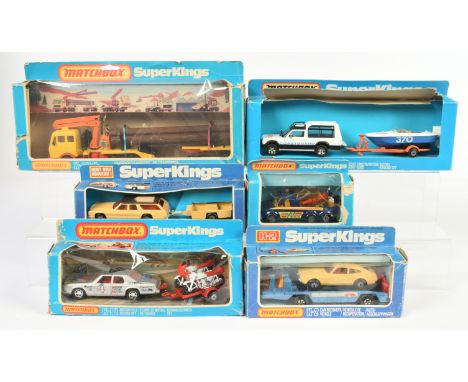 Matchbox Super Kings, mixed group to include K91 Motorcycle Racing Set containing Plymouth Gran Fury - metallic silver body, 