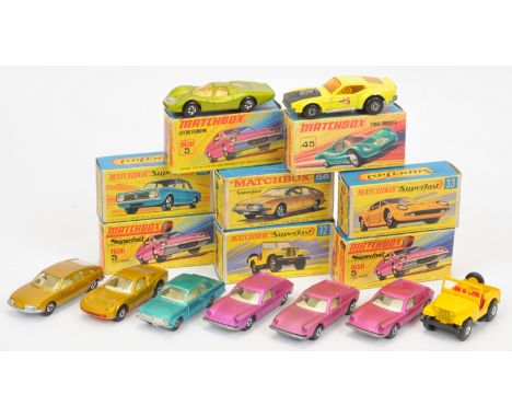 Matchbox Superfast early 1970s group to include 5a Lotus Europa - candy pink, low arches, narrow wheels;&nbsp; &nbsp;similar 