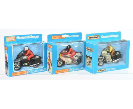 Matchbox Super Kings group of Motorcycles (1) K81 Suzuki RG500 Racing Motorcycle - white &amp; red frame, red fairing with ra