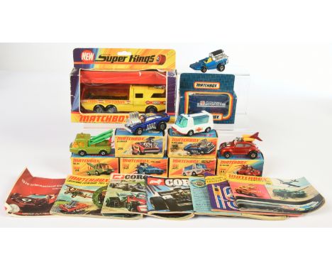 Matchbox Superfast &amp; Super Kings group to include 11b Volkswagen Beetle Flying Bug - heart shaped hood label, silver-grey