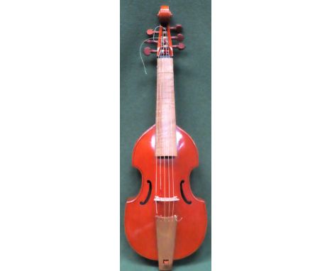 Wang Zhiming (Chinese, Lu-Mi instruments) cased six string sycamore wood Viola, inlaid with ebony and birds eye maple wood. P