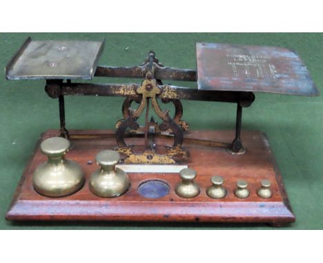 LARGE SET OF VICTORIAN SCALES, WIDTH APPROX 28cm
One weight deficient