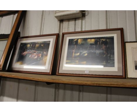 Alan Fearnley, pair of pencil signed limited edition prints entitled "Ferrari Dual" and "Winners First Time Out"