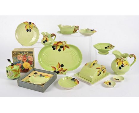 A 20th Century collection of Carlton Ware tablewares in the blackberry pattern,  to include a lozenge shaped serving dish dia