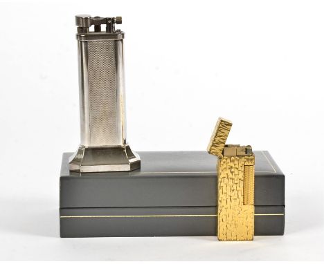 A Dunhill lighter,  freestanding and boxed, height 10cm, together with another Dunhill lighter (2)