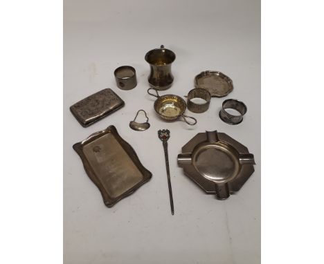 19th Century and Later Silver,  various items including a 19th century two handled tea strainer maker J B, small Victorian Wh