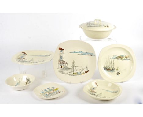 A Hugh Casson for Midwinter part dinner service, comprising a tureen and cover, bowl and plate in the 'Riviera' pattern and s