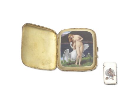 A late 19th /early 20th century Austrian silver and enamelled vesta caseVienna, circa 1900 Rectangular, enamelled with a depi
