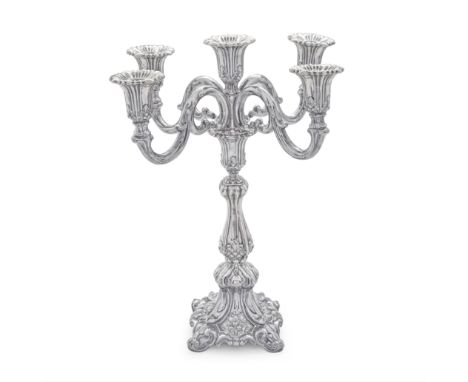 A Danish silver five-light candelabraincuse stamped DENMARK and 830S, probably late 19th / early 20th centuryArt Nouveau form