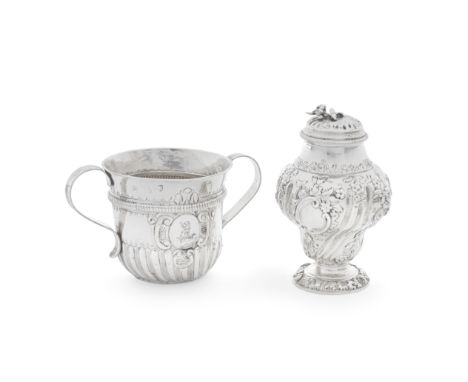 A George II silver tea caddyscript maker's mark G mullet ?, probably George Ibbott, London 1758 Inverted baluster form, the b