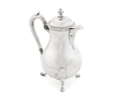 A 19th century French silver hot milk jugmaker's mark rubbed, Paris 1840-79, stamped with first standard mark for export Of p