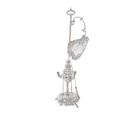 An 19th century Maltese silver lampierPaolo Schembri, stamped Oakes period (1810-1820) Traditional form, all mounted on a cen