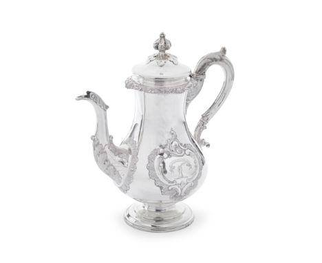 A William IV Scottish silver coffee potmarks for William Jamieson and also Elder &amp; Co, Edinburgh 1834Baluster form, acant