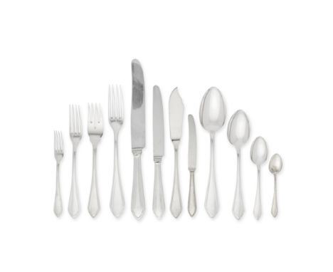 A modern German metalware flatware servicecrown and crescent mark, stamped 800 Stems with shaped terminal and moulded edge, p