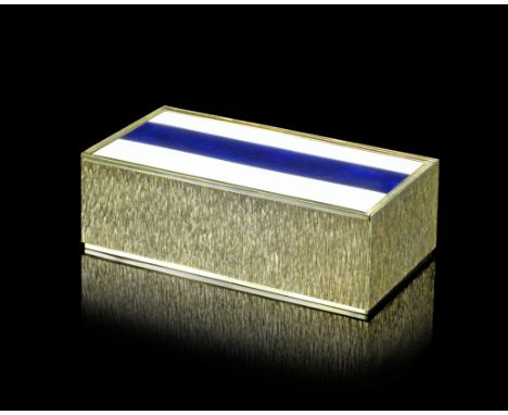 GERALD BENNEY: a rare large silver-gilt and enamelled boxLondon 1972, also stamped 'Gerald Benney London'Rectangular form wit