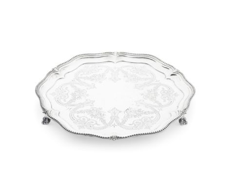A Victorian silver salvermaker's mark rubbed, possibly for Henry Wilkinson, London 1873Shaped-circular, the bead border inter