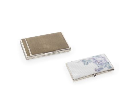 Two continental silver and guilloche enamel cigarette casesthe first, Emil Brenk, Pforzheim circa 1920, incuse stamped 935 an