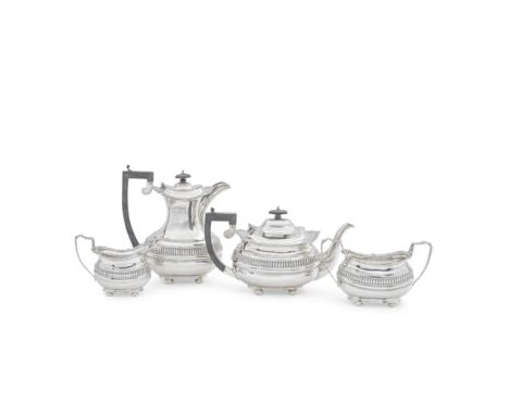 A Victorian silver four-piece tea and coffee serviceS Blanckensee &amp; Son Ltd, Birmingham 1918 / 1919 Oblong bellied form w