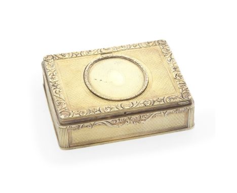 A George IV silver-gilt double-lidded table snuff boxby Charles Rawlings, London 1825 Rectangular, the cover with central ovo