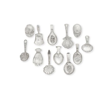 A collection of twelve silver caddy spoonsvarious maker's and datesComprising, examples byJoseph Willmore, Birmingham 1805, w