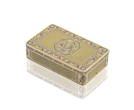 An early 19th century Swiss gold and enamelled musical snuff boxby Joly, Chenevard &amp; Jouvet, Geneva circa 1815Rectangular