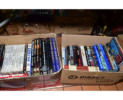 FIVE BOXES OF BOOKS OF MILITARY INTEREST, including history, World War II relating to army and air force, autobiographies, Ba
