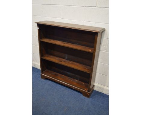 A MID 20TH CENTURY OAK OPEN BOOKCASE, with triple adjustable shelves, width 122cm x depth 30cm x height 123cm (missing some s