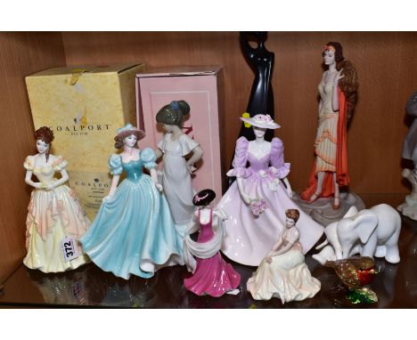 A GROUP OF ORNAMENTS, to include six Coalport figures, boxed 'Karen' (figure of the year 1996 with certificate), 'Kathleen', 