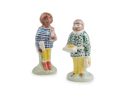 § GRAYSON PERRY C.B.E., R.A. (BRITISH 1960-) KEY WORKER &amp; HOME WORKER (DESIGN 1 &amp; 2) - 2022 Two Staffordshire ceramic