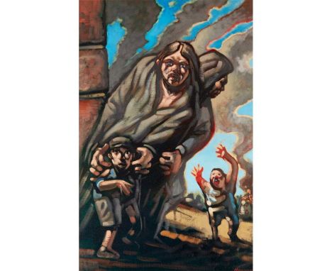 § PETER HOWSON O.B.E. (SCOTTISH 1958-) BAGDAD Signed lower right, signed and titled verso, oil on canvasDimensions:89cm x 58c