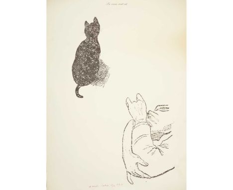 § MARCEL BROODTHAERS (BELGIAN 1924-1976) LA SOURIS ÉCRIT RAT - 1974 Off-set lithograph and letterpress with ink additions, 11
