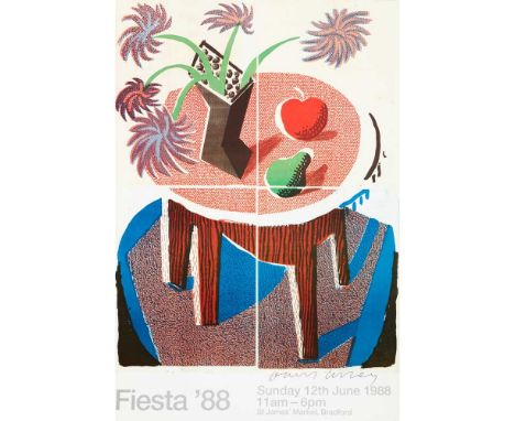 § DAVID HOCKNEY O.M., C.H., R.A. (BRITISH 1937-) FIESTA '88 Off-set lithographic poster, signed in inkDimensions:the sheet 63