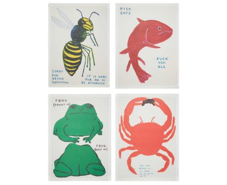 § DAVID SHRIGLEY O.B.E. (BRITISH 1968-) NEW ANIMALS (SORRY FOR BEING ANNOYING, FROG (FRONT OF), FISH SAYS, YOU GOT BEATEN) Th