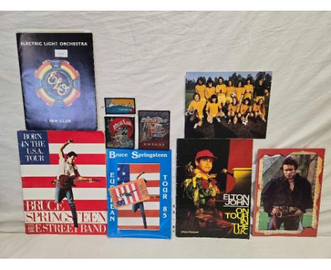 SMALL QTY OF FAN CLUB & TOUR PROGRAMMES, ELECTRIC LIGHT ORCHESTRA, ELTON JOHN ETC & SOME JACKET PATCHES