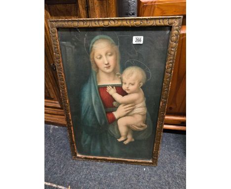 PRINT OF BABY JESUS & THE VIRGIN MARY IN ORNATE FRAME